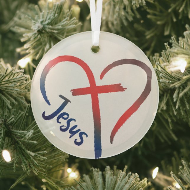 Symbol Jesus Cross und Herz Liebe Ornament Aus Glas (InSitu)