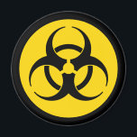 Symbol-Magnet der gelben Biogefährdung Magnet<br><div class="desc">Universelle Biogefährdung auf einem vorsichtig gelben Hintergrund.</div>