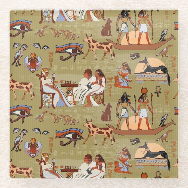 Symbol-Muster Ägyptens | Glasuntersetzer (Vorderseite)