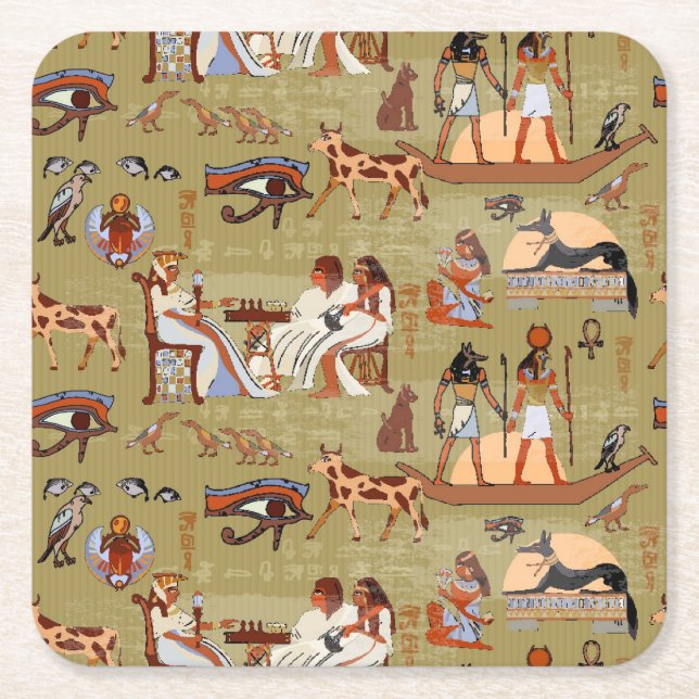 Symbol-Muster Ägyptens | Rechteckiger Pappuntersetzer (Vorderseite)