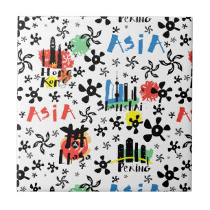 Symbol-Muster Asiens Fliese