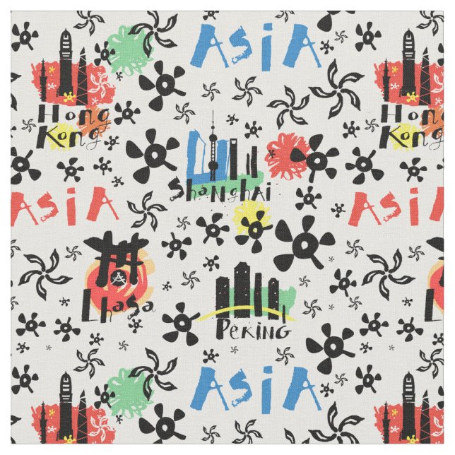 Symbol-Muster Asiens | Stoff (Nahaufnahme)