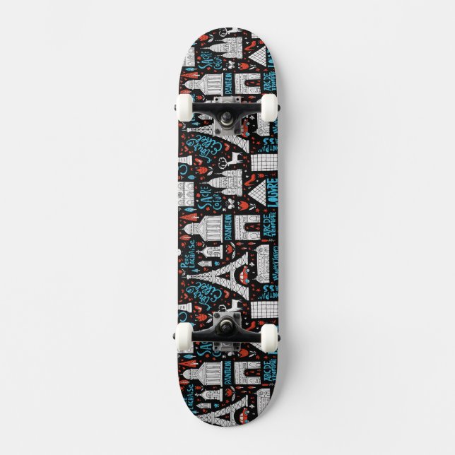 Symbol-Muster Frankreichs | Skateboard (Vorderseite)