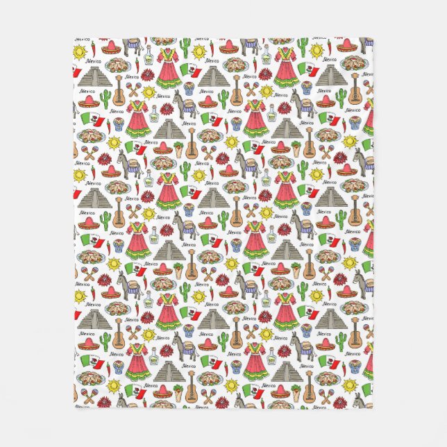 Symbol-Muster Mexikos | Fleecedecke (Vorderseite)