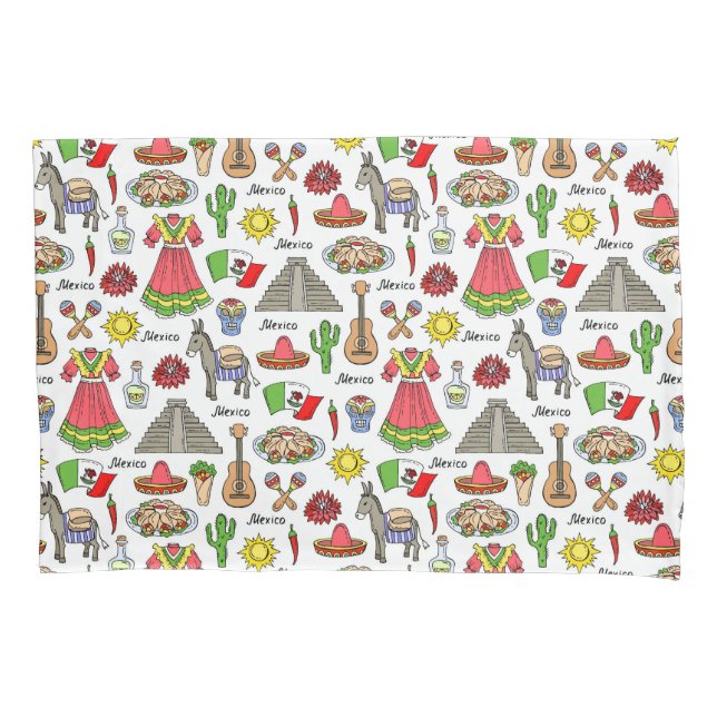 Symbol-Muster Mexikos | Kissenbezug (Vorderseite-Links)