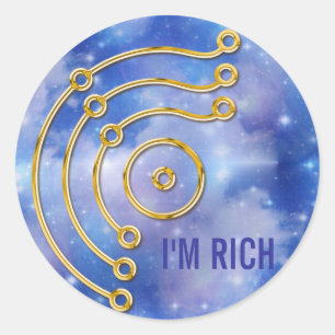 Symbol RUNA / GOLD, ICH BIN REICH   Himmel Runder Aufkleber