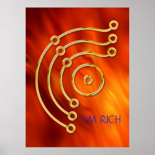 Symbol RUNA / GOLD, ICH BIN REICH Poster
