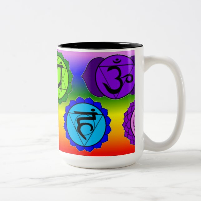 SYMBOL-TASSE DES YOGA-REIKI SIEBEN CHAKRA. ZWEIFARBIGE TASSE (Rechts)