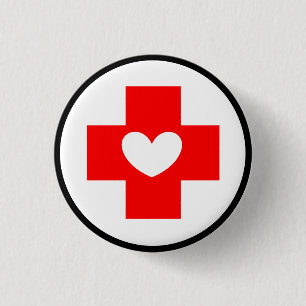 Symbol-Taste des Roten Kreuzes mit weißem Herzen Button