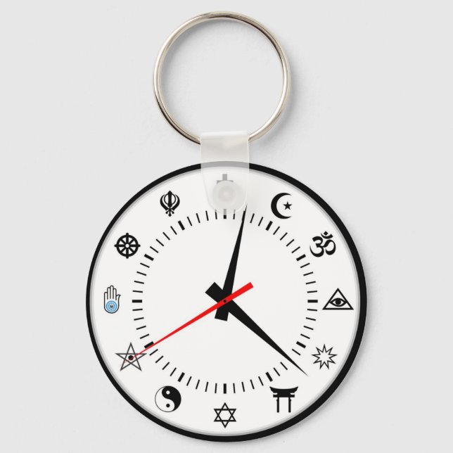 Symbol-Uhr der großen Weltreligionen Schlüsselanhänger (Vorderseite)