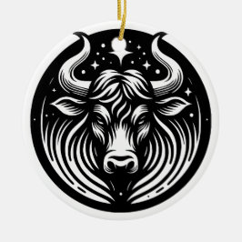 Symbol und Merkmale des Horoskop-Taurus Keramik Ornament