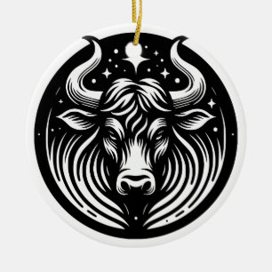 Symbol und Merkmale des Horoskop-Taurus Keramik Ornament