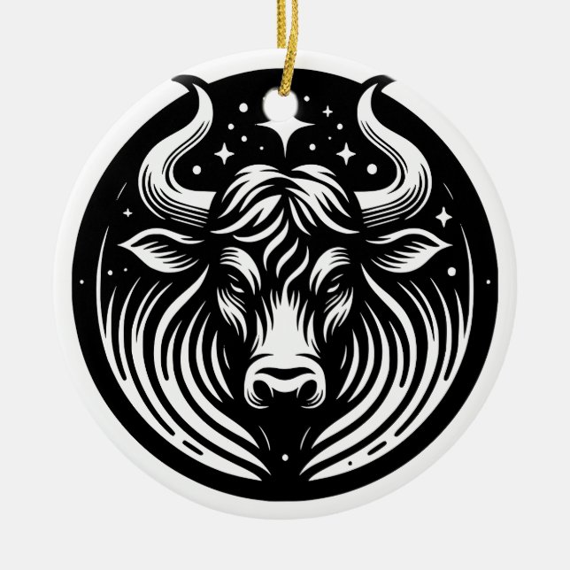 Symbol und Merkmale des Horoskop-Taurus Keramik Ornament (Vorne)