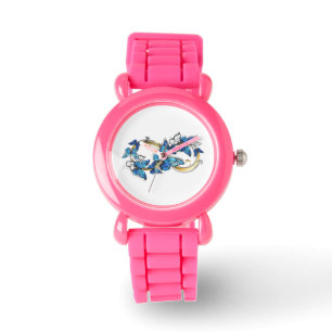 Symbol Unendlich von blauen Morpho-Schmetterlingen Armbanduhr