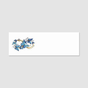 Symbol Unendlich von blauen Morpho-Schmetterlingen Namensschild