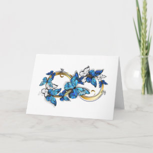 Symbol Unendlichkeit von blauen Morpho-Schmetterli