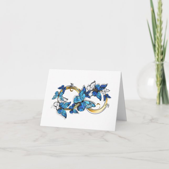 Symbol Unendlichkeit von blauen Morpho-Schmetterli (Vorderseite)