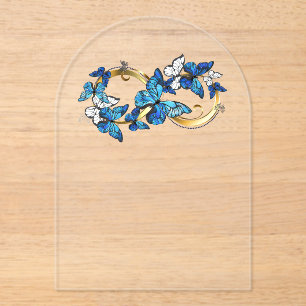 Symbol Unendlichkeit von blauen Morpho-Schmetterli Acryleinladungen