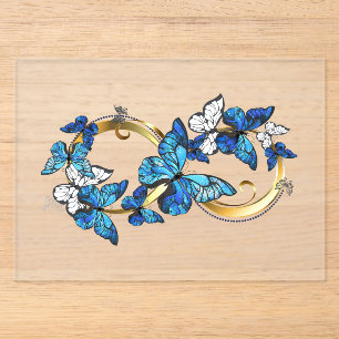 Symbol Unendlichkeit von blauen Morpho-Schmetterli Acryleinladungen