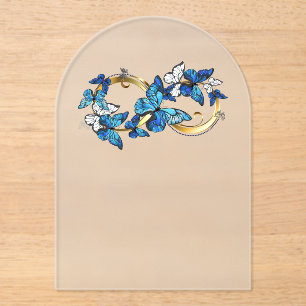 Symbol Unendlichkeit von blauen Morpho-Schmetterli Acryleinladungen