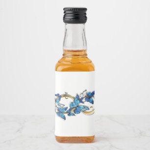 Symbol Unendlichkeit von blauen Morpho-Schmetterli Alkoholflaschenetikett