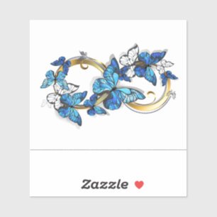 Symbol Unendlichkeit von blauen Morpho-Schmetterli Aufkleber