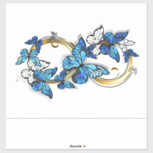 Symbol Unendlichkeit von blauen Morpho-Schmetterli Aufkleber
