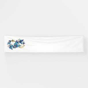 Symbol Unendlichkeit von blauen Morpho-Schmetterli Banner