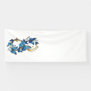 Symbol Unendlichkeit von blauen Morpho-Schmetterli Banner