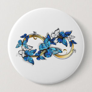 Symbol Unendlichkeit von blauen Morpho-Schmetterli Button