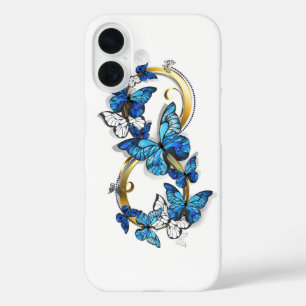 Symbol Unendlichkeit von blauen Morpho-Schmetterli iPhone 16 Hülle