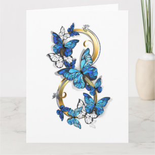 Symbol Unendlichkeit von blauen Morpho-Schmetterli Dankeskarte