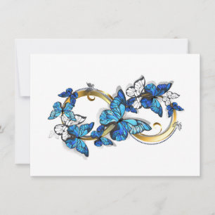 Symbol Unendlichkeit von blauen Morpho-Schmetterli Dankeskarte