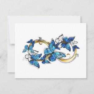 Symbol Unendlichkeit von blauen Morpho-Schmetterli Dankeskarte