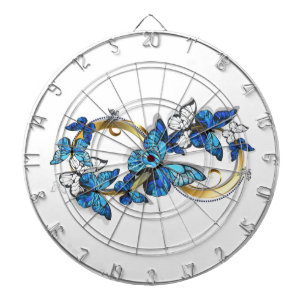 Symbol Unendlichkeit von blauen Morpho-Schmetterli Dartscheibe
