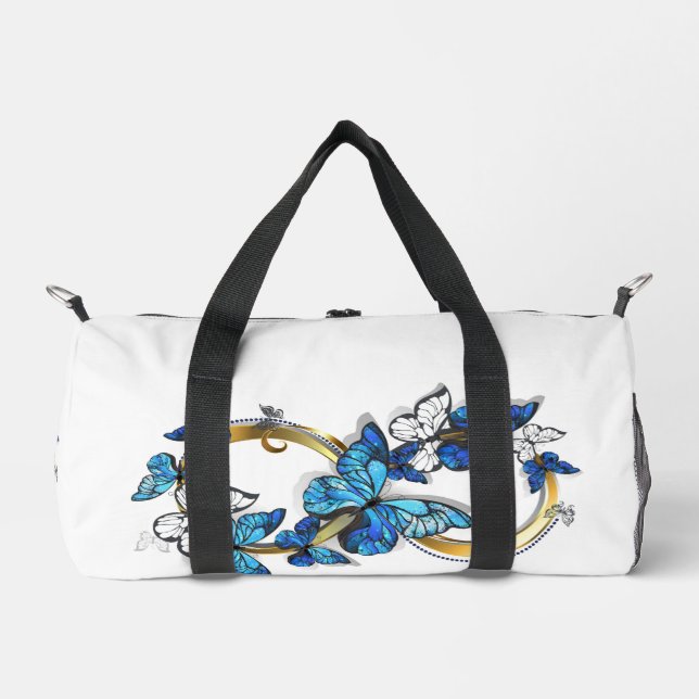 Symbol Unendlichkeit von blauen Morpho-Schmetterli Duffle Bag (Vorderseite)