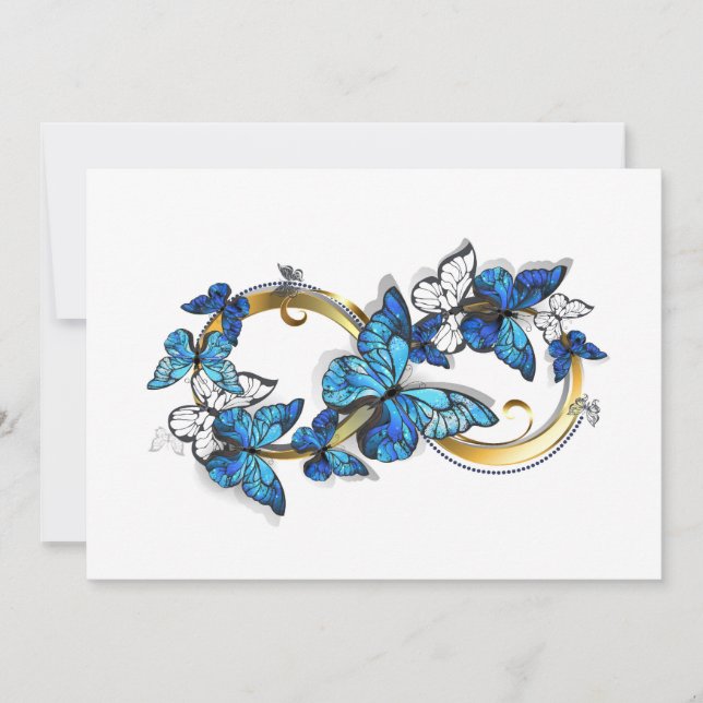 Symbol Unendlichkeit von blauen Morpho-Schmetterli Einladung (Vorderseite)