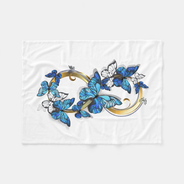 Symbol Unendlichkeit von blauen Morpho-Schmetterli Fleecedecke (Vorderseite (Horizontal))