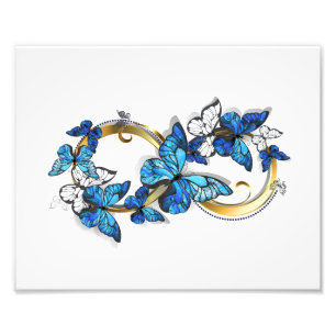 Symbol Unendlichkeit von blauen Morpho-Schmetterli Fotodruck