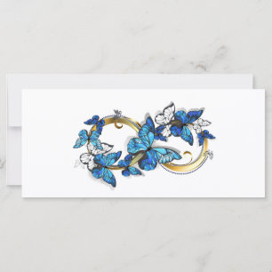 Symbol Unendlichkeit von blauen Morpho-Schmetterli Karte