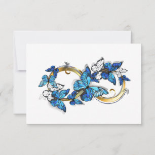 Symbol Unendlichkeit von blauen Morpho-Schmetterli Karte