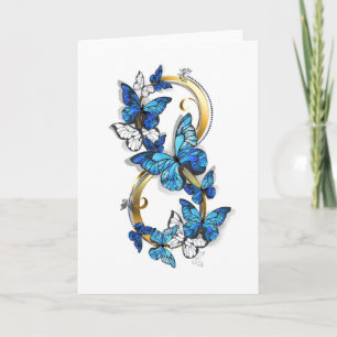 Symbol Unendlichkeit von blauen Morpho-Schmetterli Karte