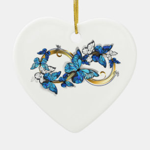 Symbol Unendlichkeit von blauen Morpho-Schmetterli Keramik Ornament
