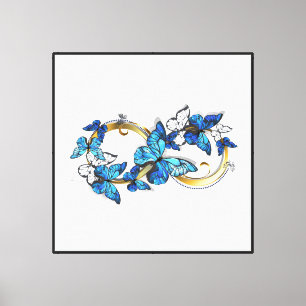 Symbol Unendlichkeit von blauen Morpho-Schmetterli Leinwanddruck