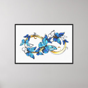 Symbol Unendlichkeit von blauen Morpho-Schmetterli Leinwanddruck