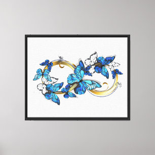 Symbol Unendlichkeit von blauen Morpho-Schmetterli Leinwanddruck