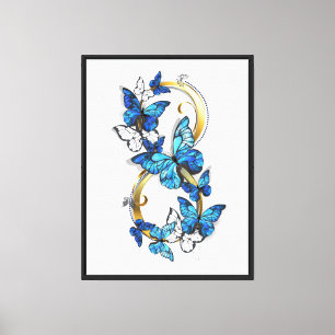 Symbol Unendlichkeit von blauen Morpho-Schmetterli Leinwanddruck