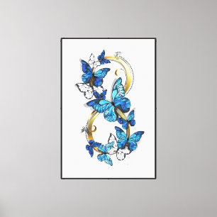 Symbol Unendlichkeit von blauen Morpho-Schmetterli Leinwanddruck