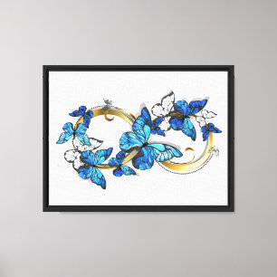 Symbol Unendlichkeit von blauen Morpho-Schmetterli Leinwanddruck