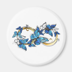 Symbol Unendlichkeit von blauen Morpho-Schmetterli Magnet
